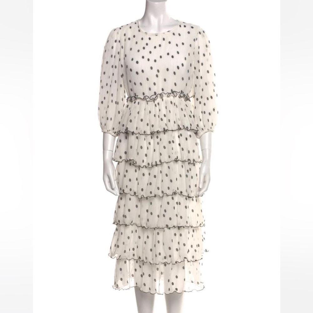 NWOT Ganni Lowell Polka Dot Tiered Midi Dress